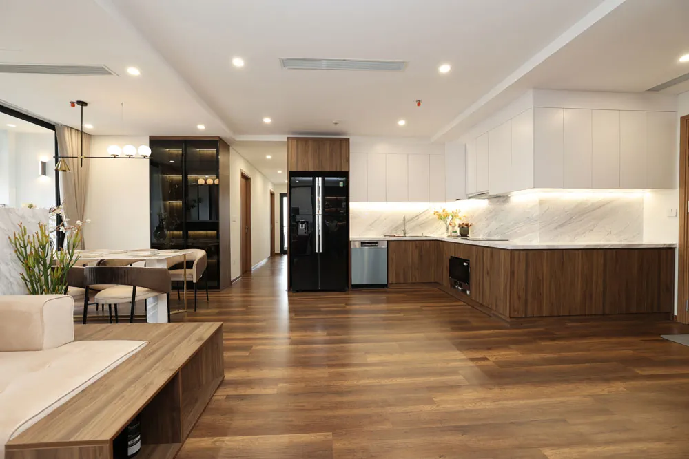Phòng khách trong căn hộ dịch vụ Ascott Tây Hồ