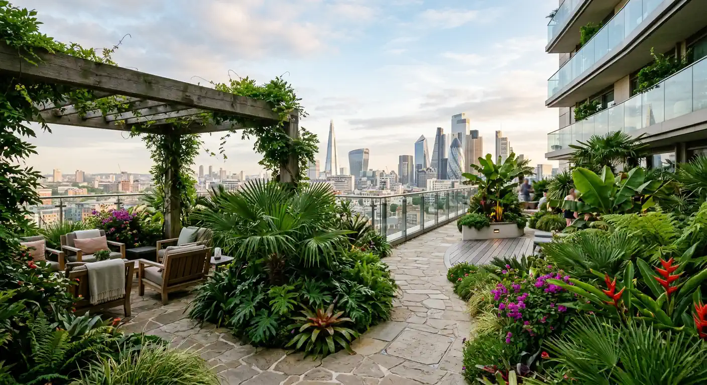 Hình khu vườn trên cao Sky Garden Tara Maison, tiện ích khác với khu lounge tiếp khách